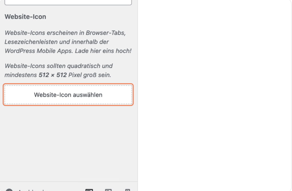 WordPress Symbol ändern: So kannst du das Wordpress Favicon einfügen oder ändern 8 Klicke in der Seitenleiste auf Website-Icon auswählen